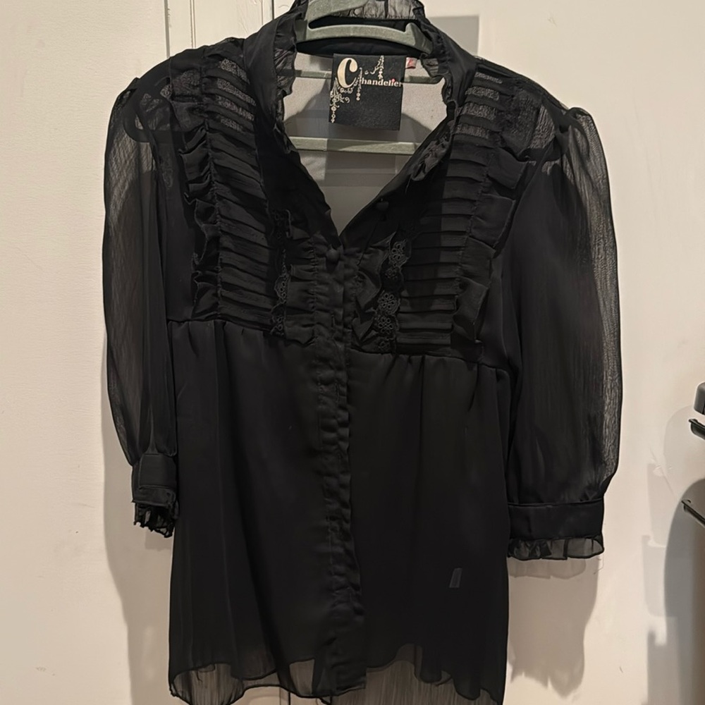 Black blouse with lace details